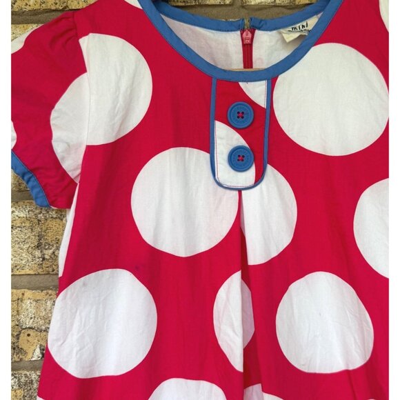 size 9-10 Yrs Mini Boden Polka Dot Kids Dress With Pockets Red & White Short Sle - Picture 3 of 8